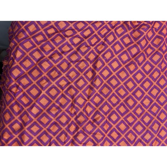 J.Crew Coral Orange Pink Purple Scarf Square Diamond Pattern Lightweight - Picture 6 of 7